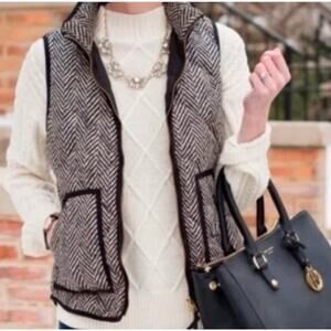 J. Crew Factory Herringbone Print Quilted Puffer Vest Size XS